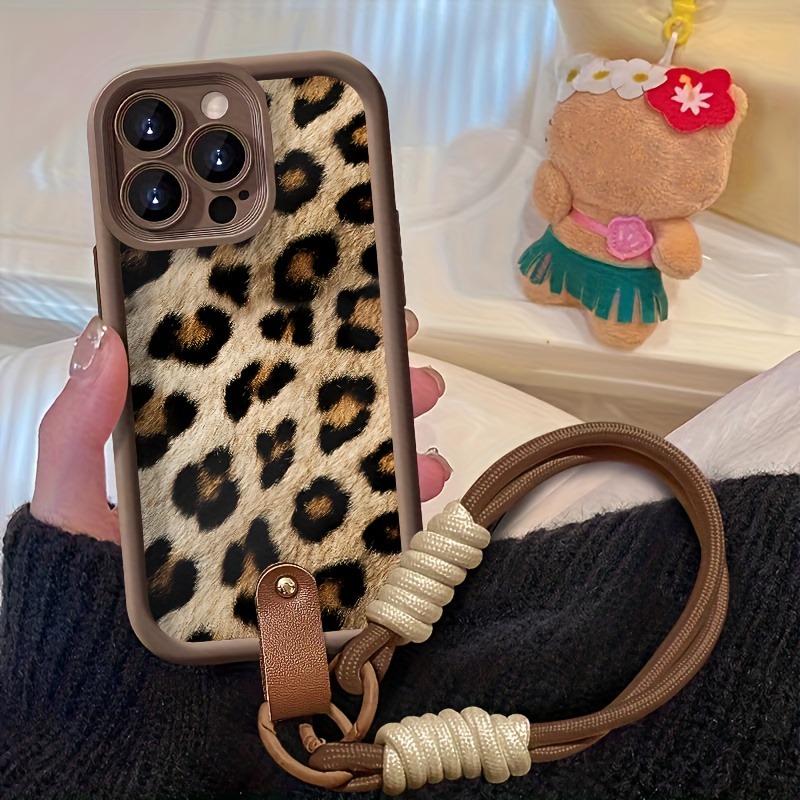 3D Printing Iphone - Marrom texturizado leopardo impressão cordão cinta