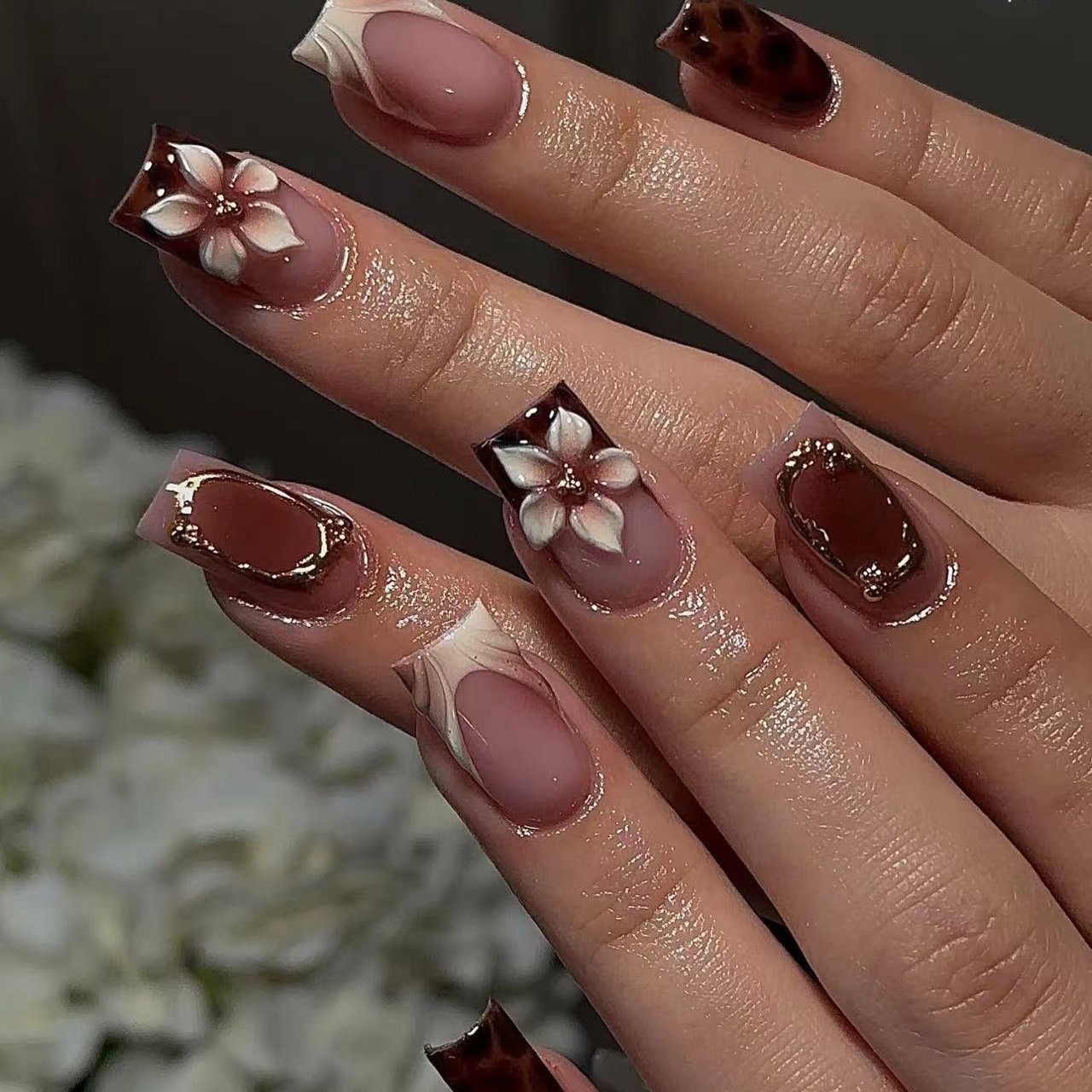 3D Printing Abs - Unhas postiças curtas quadradas para mulheres,