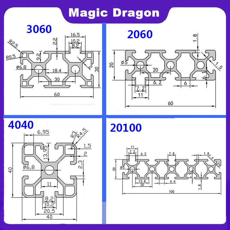 Ue 2020 2040 2060 3030 3060 40 - V Slot Aluminum Extrusion avaliação e preço