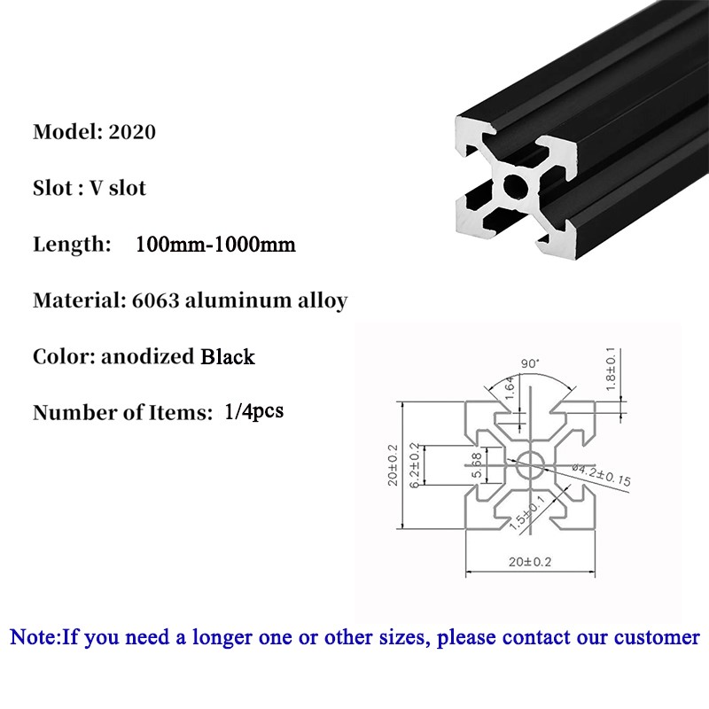 1/4 peças 2020 v-slot 2020v pa - V Slot Aluminum Extrusion avaliação e preço